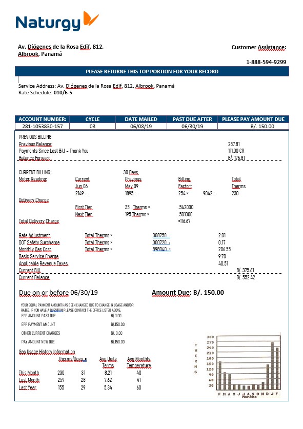 Panama Naturgy electricity company in Word format